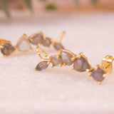 Labradorite Ear Climber Earrings ~ 18k Gold Plated ~ ME064 - Maresia Jewelry