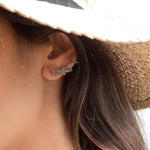 Labradorite Ear Climber Earrings ~ 18k Gold Plated ~ ME064 - Maresia Jewelry