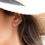 Labradorite Ear Climber Earrings ~ 18k Gold Plated ~ ME064 - Maresia Jewelry