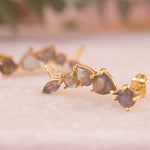 Labradorite Ear Climber Earrings ~ 18k Gold Plated ~ ME064 - Maresia Jewelry
