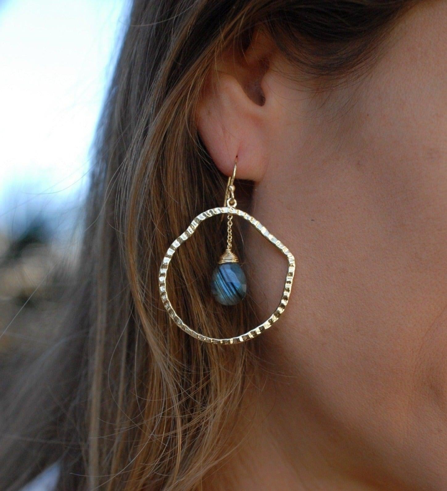 Labradorite Earrings~18k Gold Plated ~ME014 - Maresia Jewelry