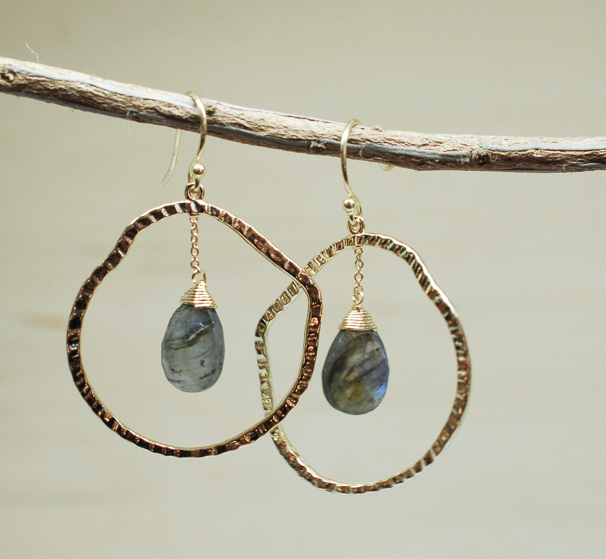 Labradorite Earrings~18k Gold Plated ~ME014 - Maresia Jewelry