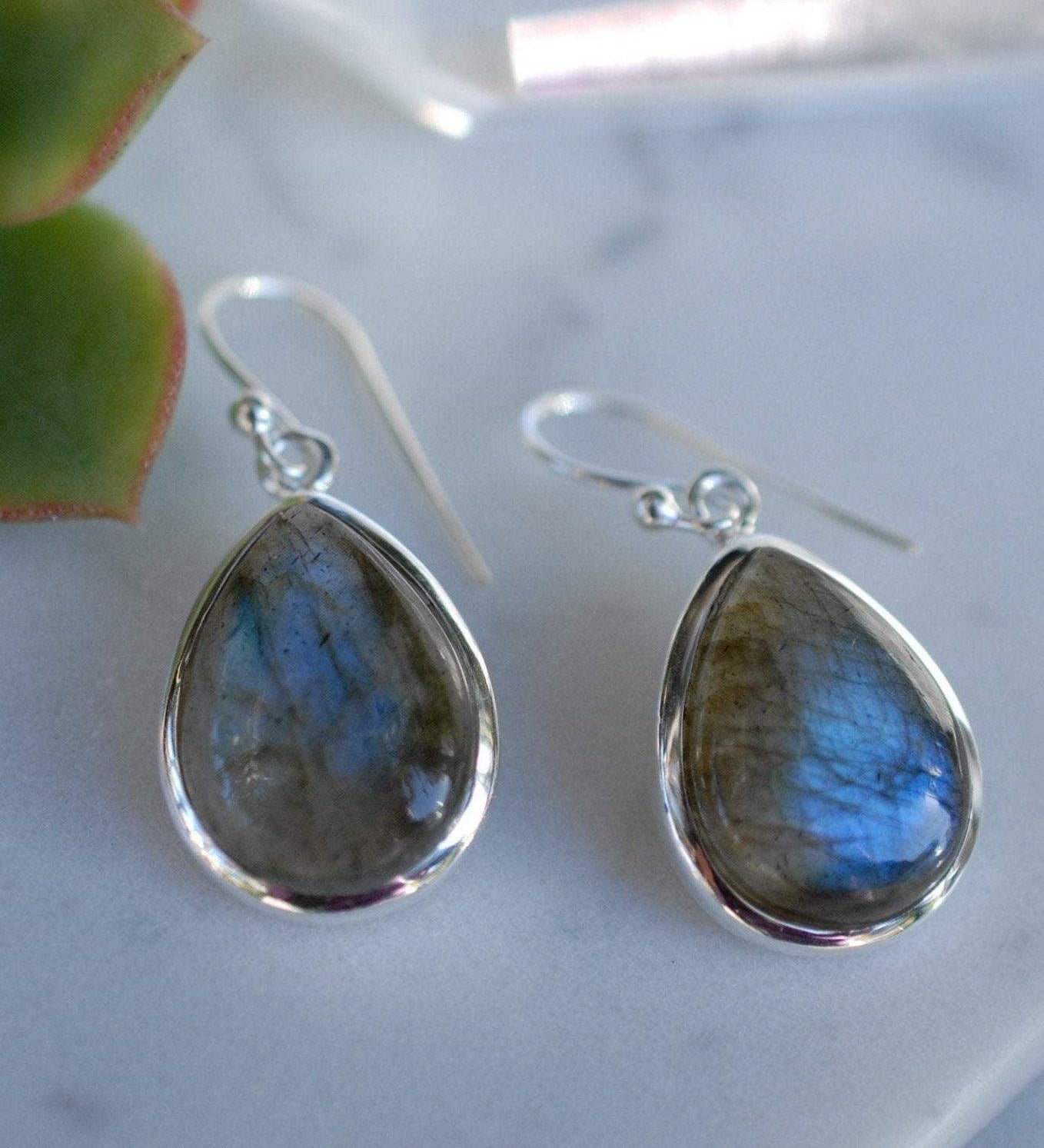 Labradorite Earrings ~ Sterling Silver 925 ~ME001 - Maresia Jewelry