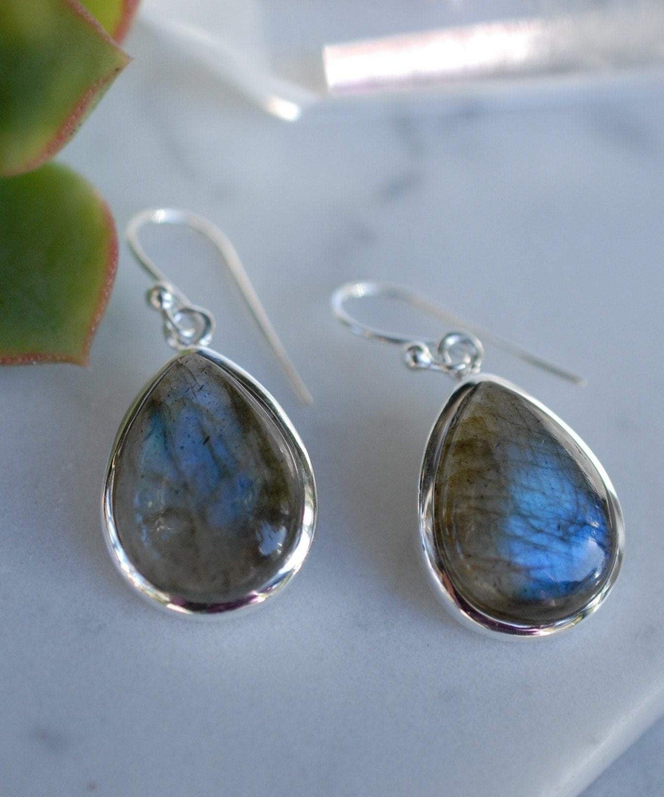 Labradorite Earrings ~ Sterling Silver 925 ~ME001 - Maresia Jewelry