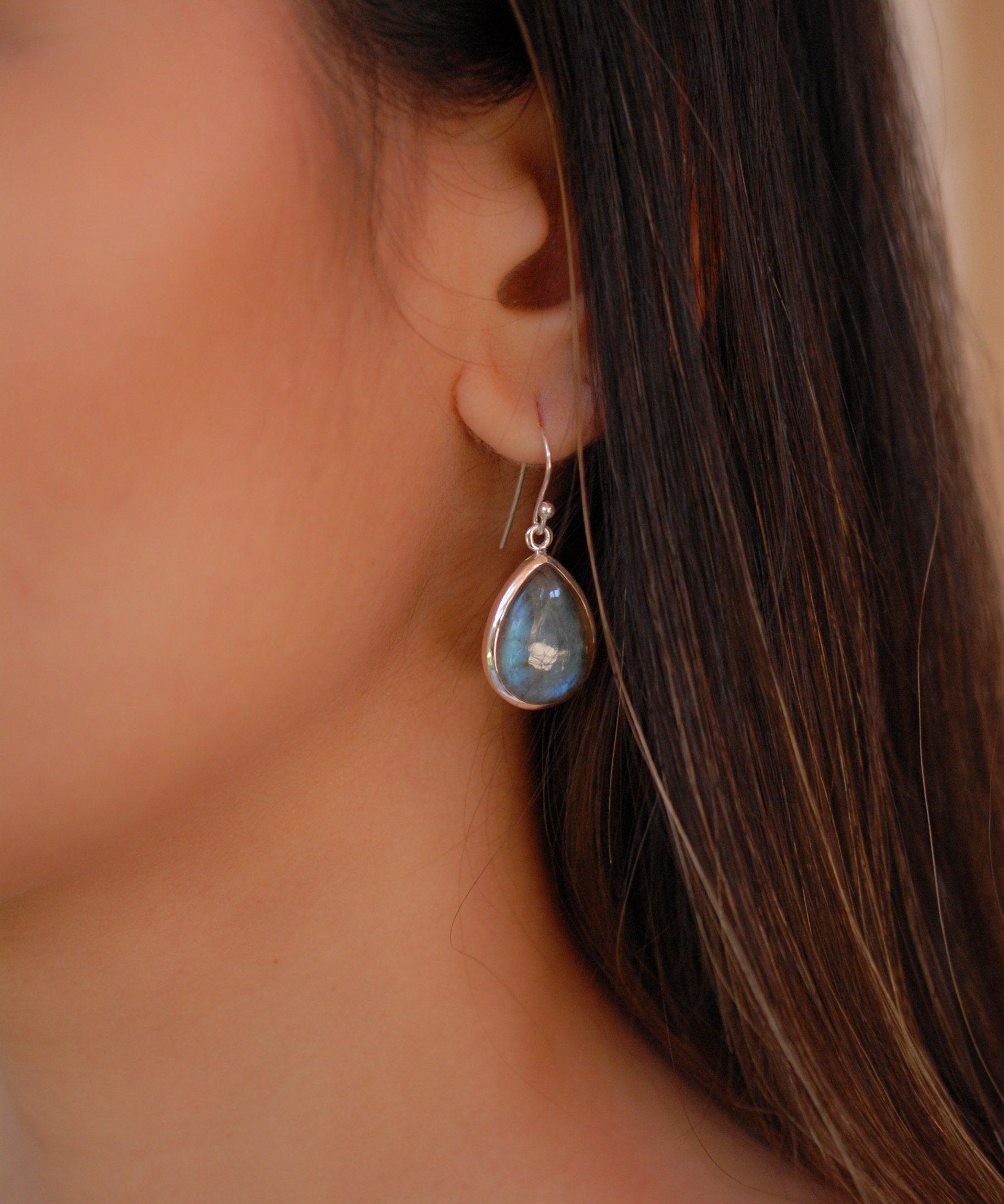 Labradorite Earrings ~ Sterling Silver 925 ~ME001 - Maresia Jewelry