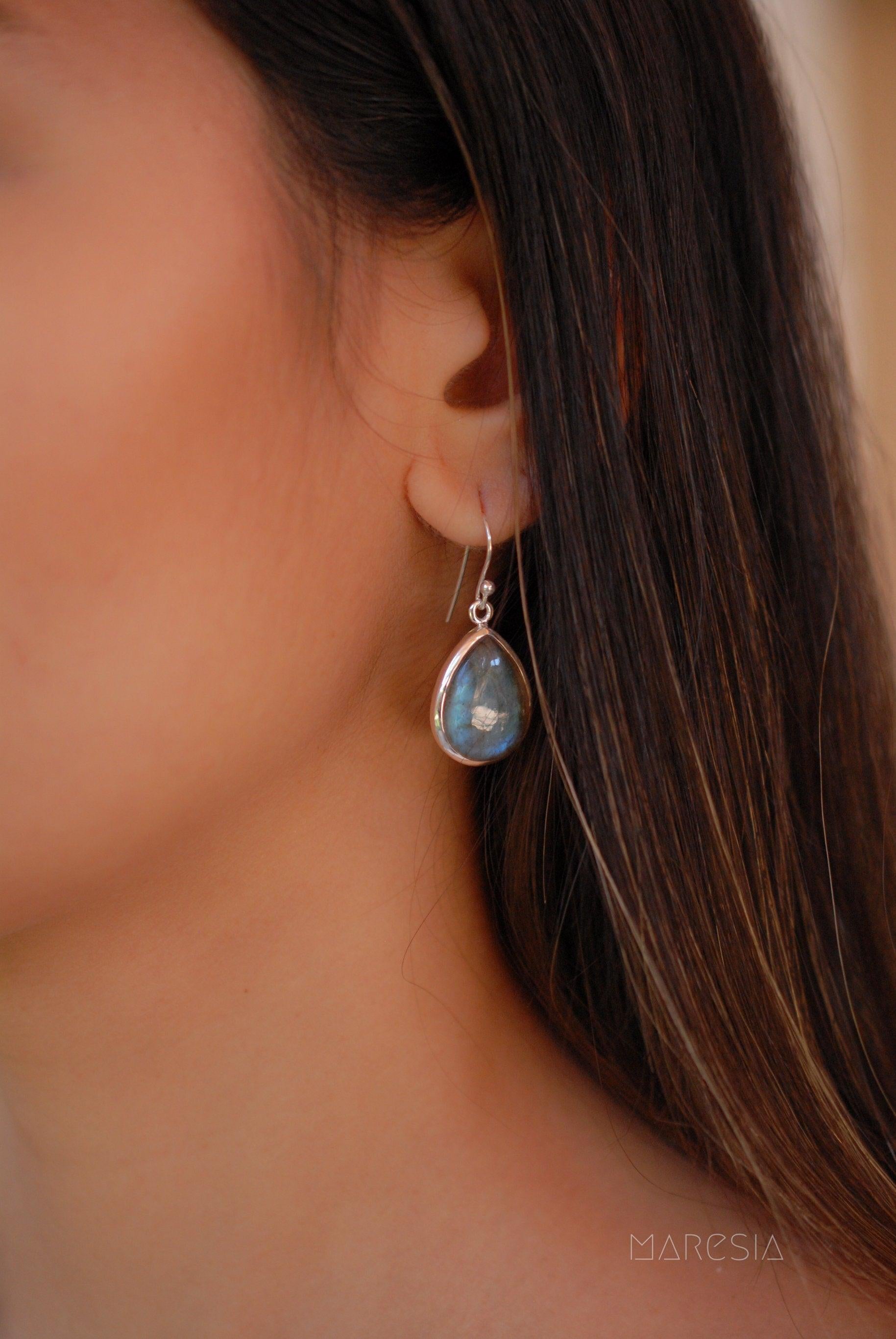 Labradorite Earrings ~ Sterling Silver 925 ~ME001 - Maresia Jewelry