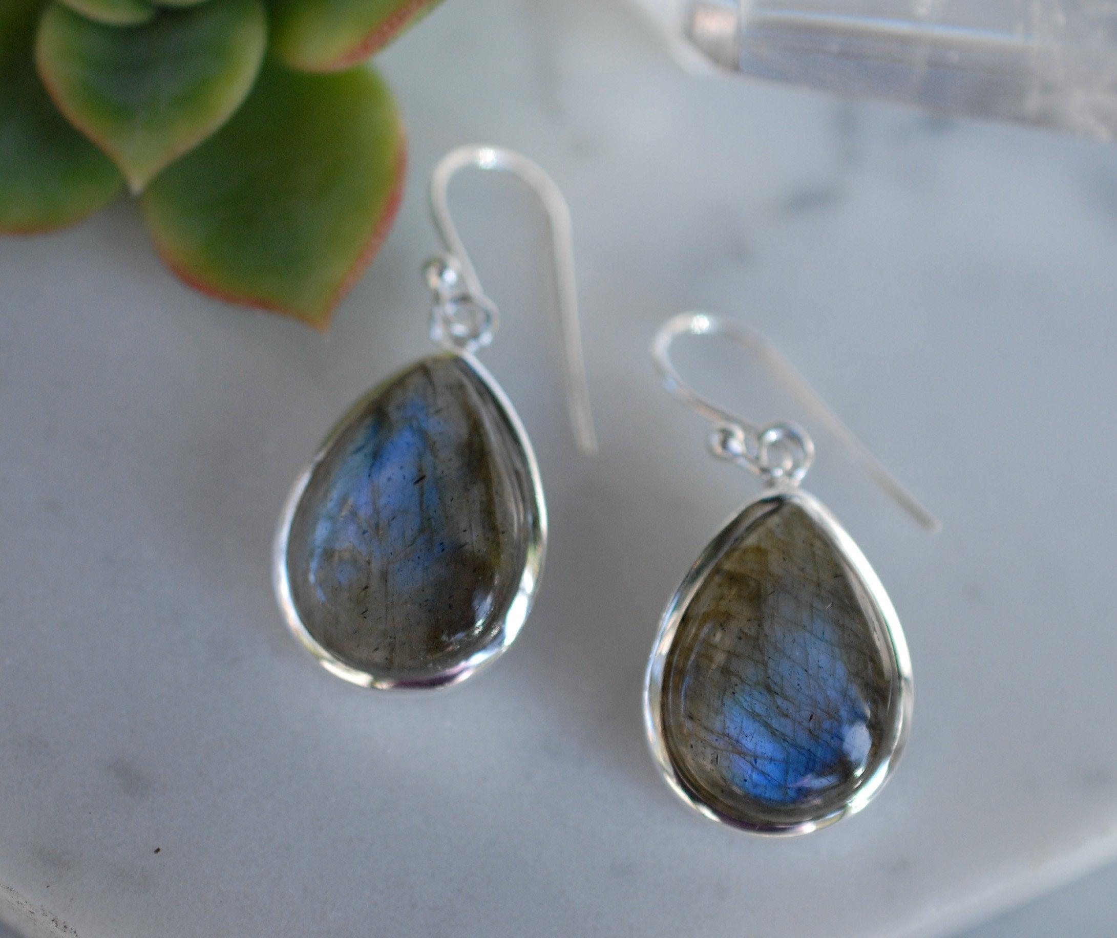 Labradorite Earrings ~ Sterling Silver 925 ~ME001 - Maresia Jewelry