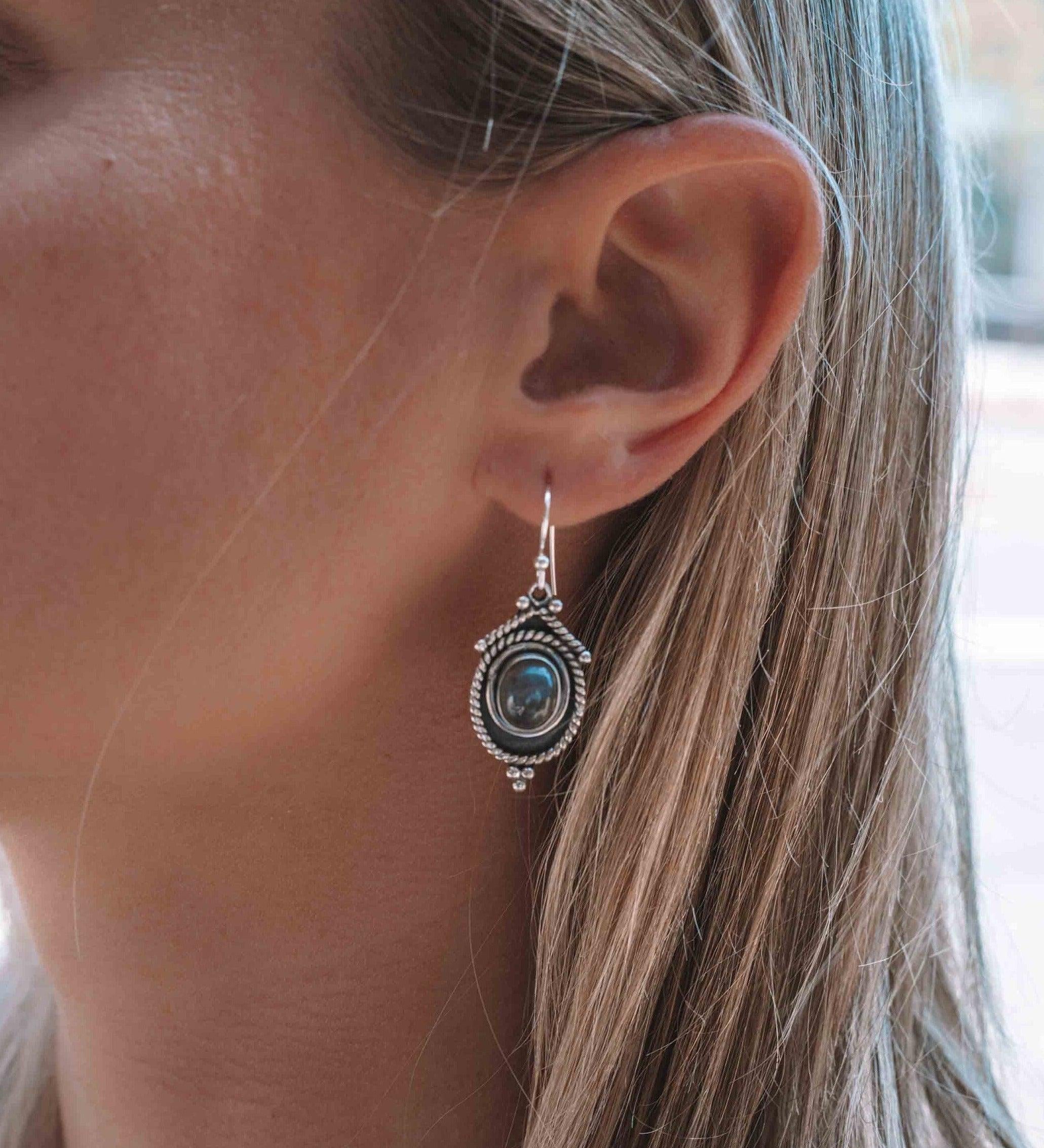 Labradorite Earrings ~ Sterling Silver 925 ~ Bohemian ~ Gemstone ~ Dangle ~ Handmade ~ Jewelry ~ Gift for her ~Maresi ~Boho~Tear Drop~ME002