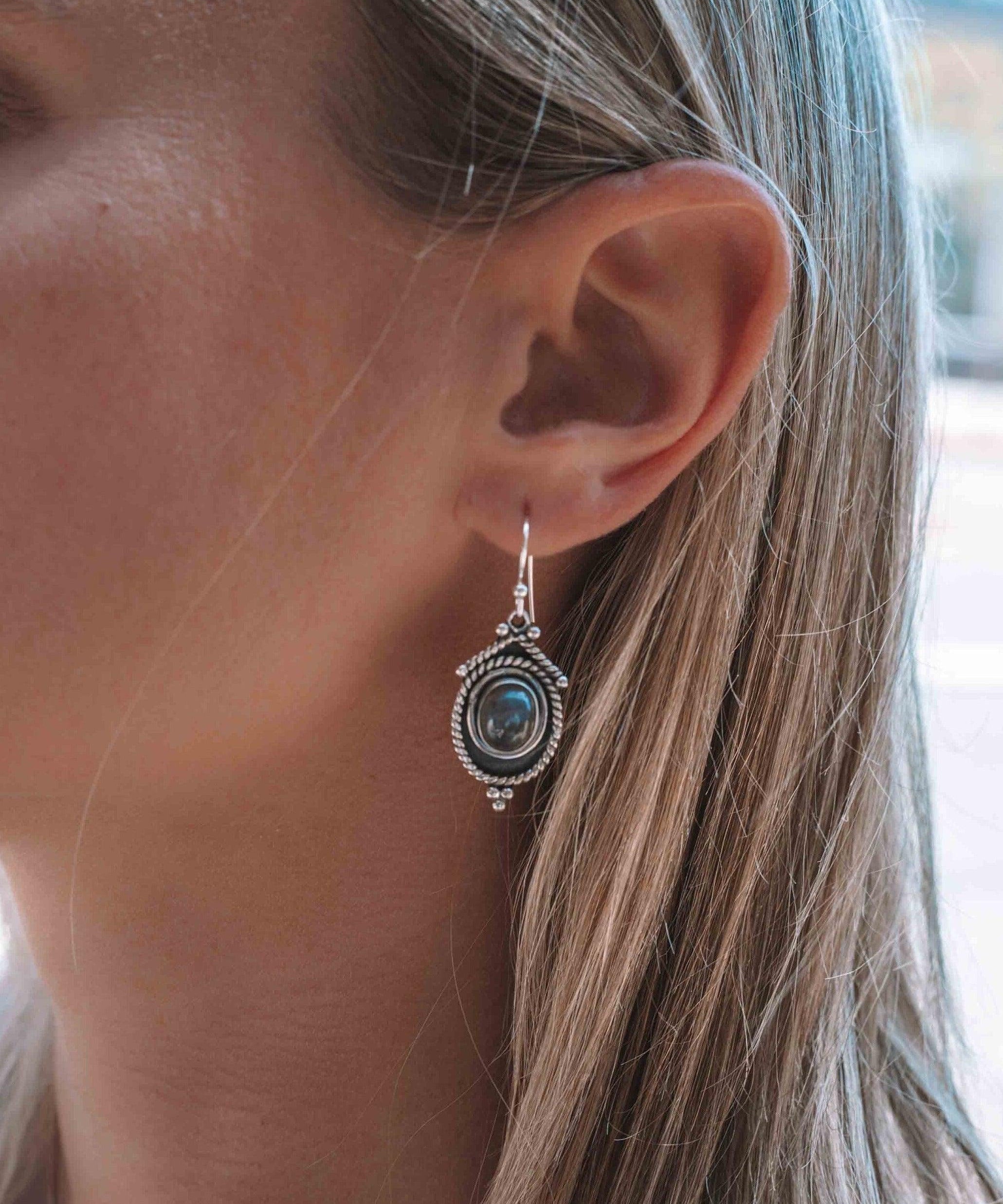 Labradorite Earrings ~ Sterling Silver 925 ~ Bohemian ~ Gemstone ~ Dangle ~ Handmade ~ Jewelry ~ Gift for her ~Maresi ~Boho~Tear Drop~ME002