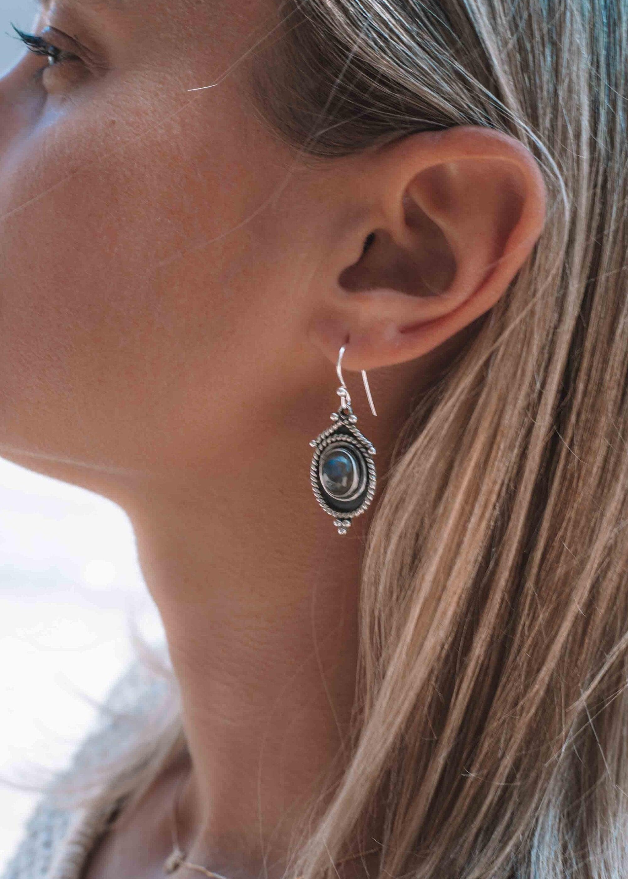Labradorite Earrings ~ Sterling Silver 925 ~ Bohemian ~ Gemstone ~ Dangle ~ Handmade ~ Jewelry ~ Gift for her ~Maresi ~Boho~Tear Drop~ME002