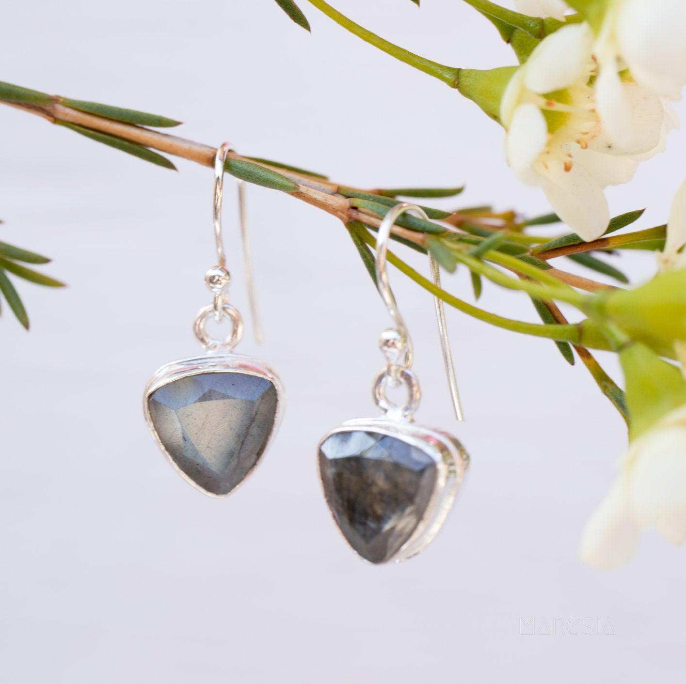 Labradorite Earrings ~ Sterling Silver 925 ~ME005 - Maresia Jewelry