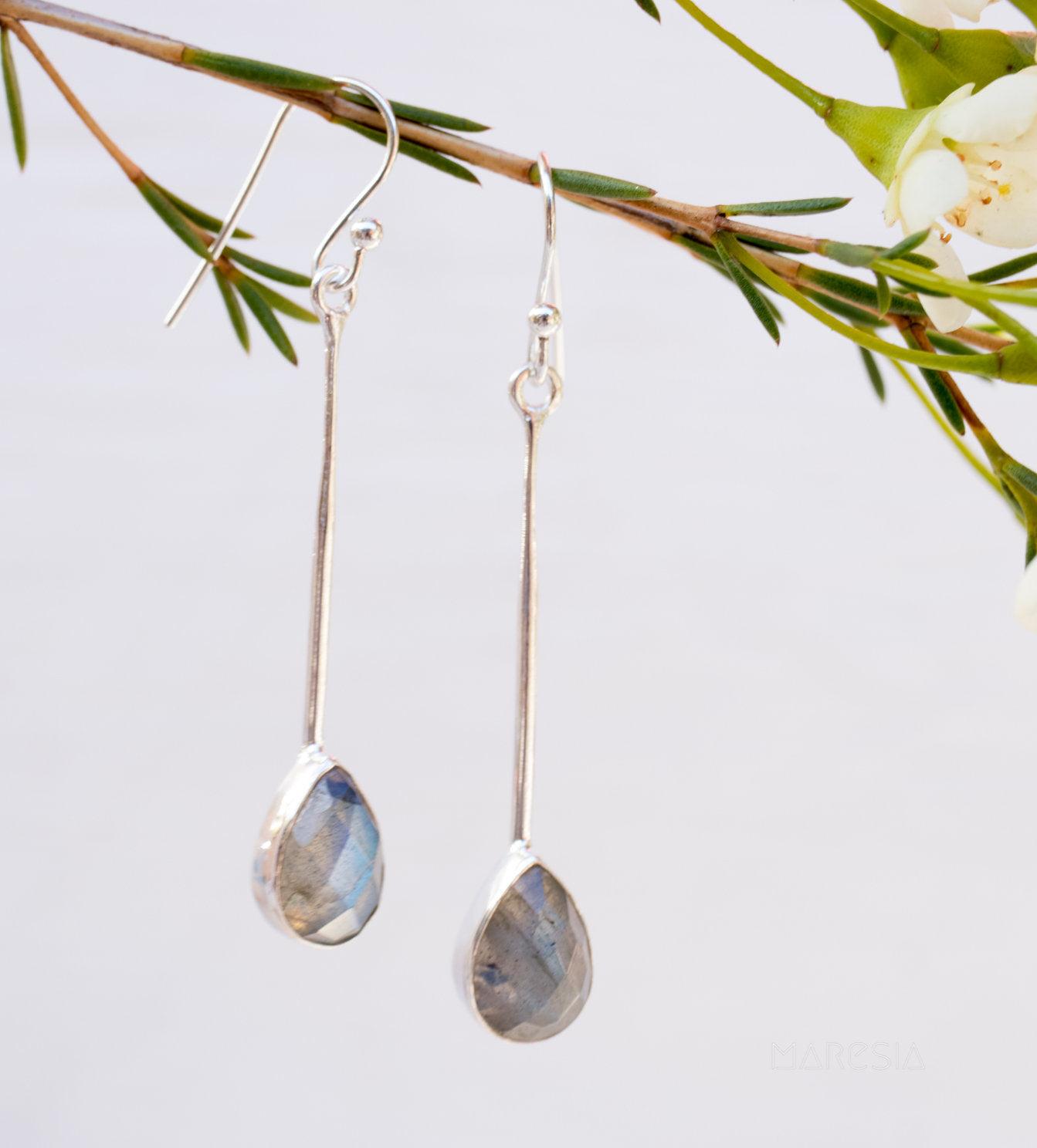 Labradorite Earrings ~ Sterling Silver 925 ~ME137 - Maresia Jewelry