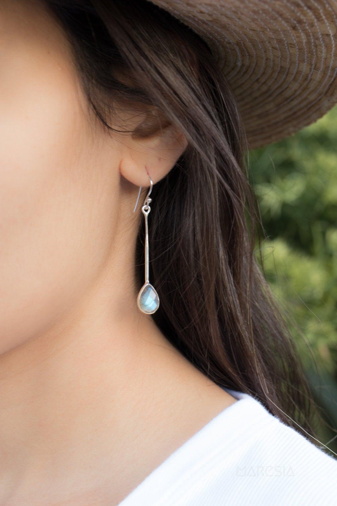 Labradorite Earrings ~ Sterling Silver 925 ~ME137 - Maresia Jewelry