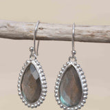 Labradorite Earrings ~ Sterling Silver 925 ~ Bohemian ~ Gemstone ~ Dangle ~ Handmade ~ Jewelry ~ Gift for her ~Maresi ~Boho~Tear Drop~ME197
