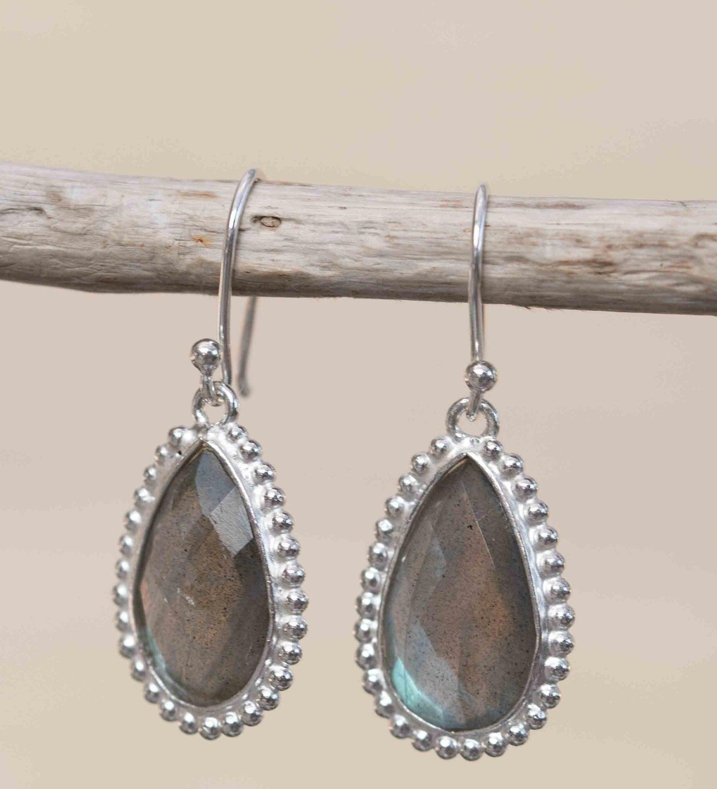 Labradorite Earrings ~ Sterling Silver 925 ~ Bohemian ~ Gemstone ~ Dangle ~ Handmade ~ Jewelry ~ Gift for her ~Maresi ~Boho~Tear Drop~ME197