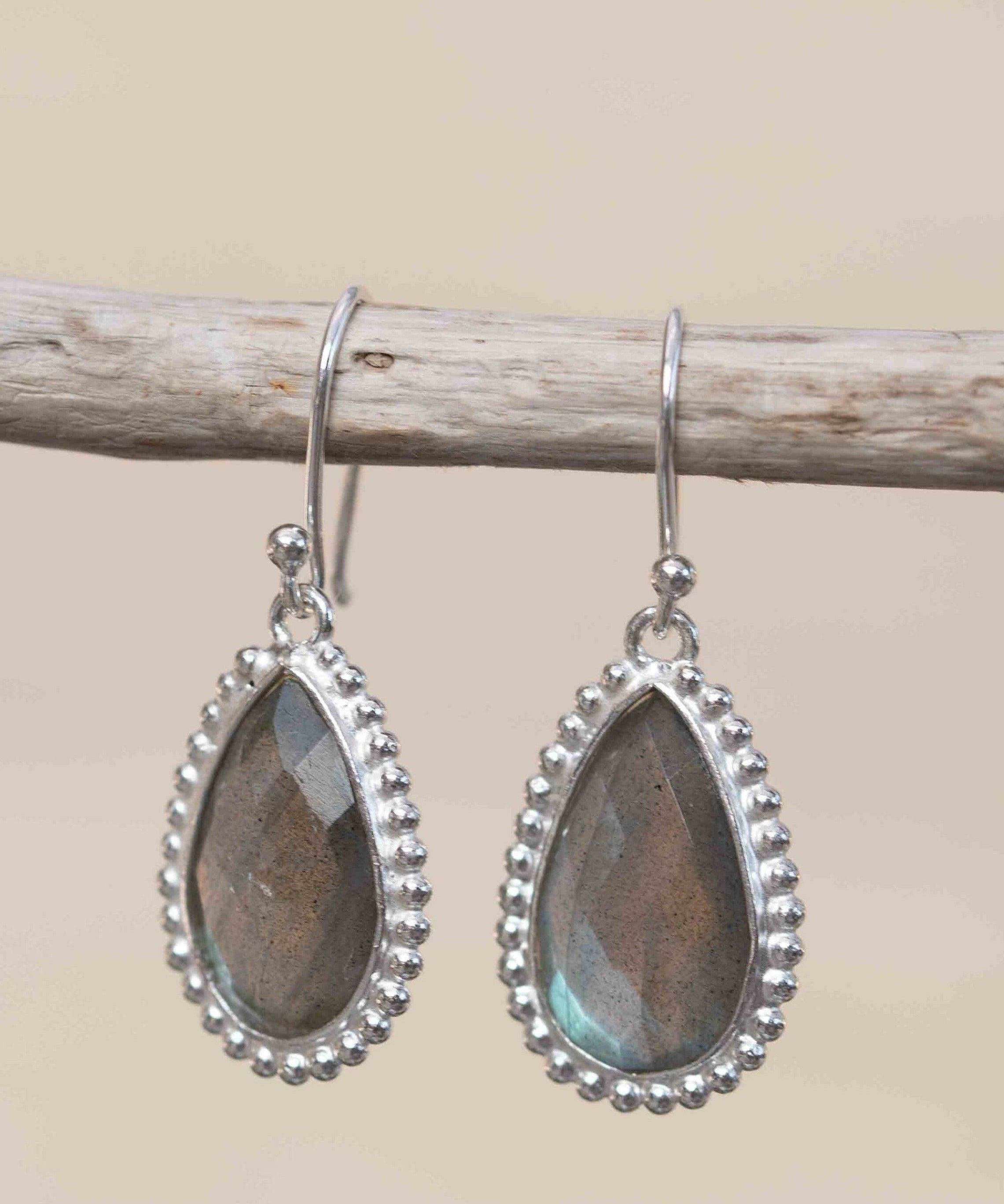 Labradorite Earrings ~ Sterling Silver 925 ~ Bohemian ~ Gemstone ~ Dangle ~ Handmade ~ Jewelry ~ Gift for her ~Maresi ~Boho~Tear Drop~ME197