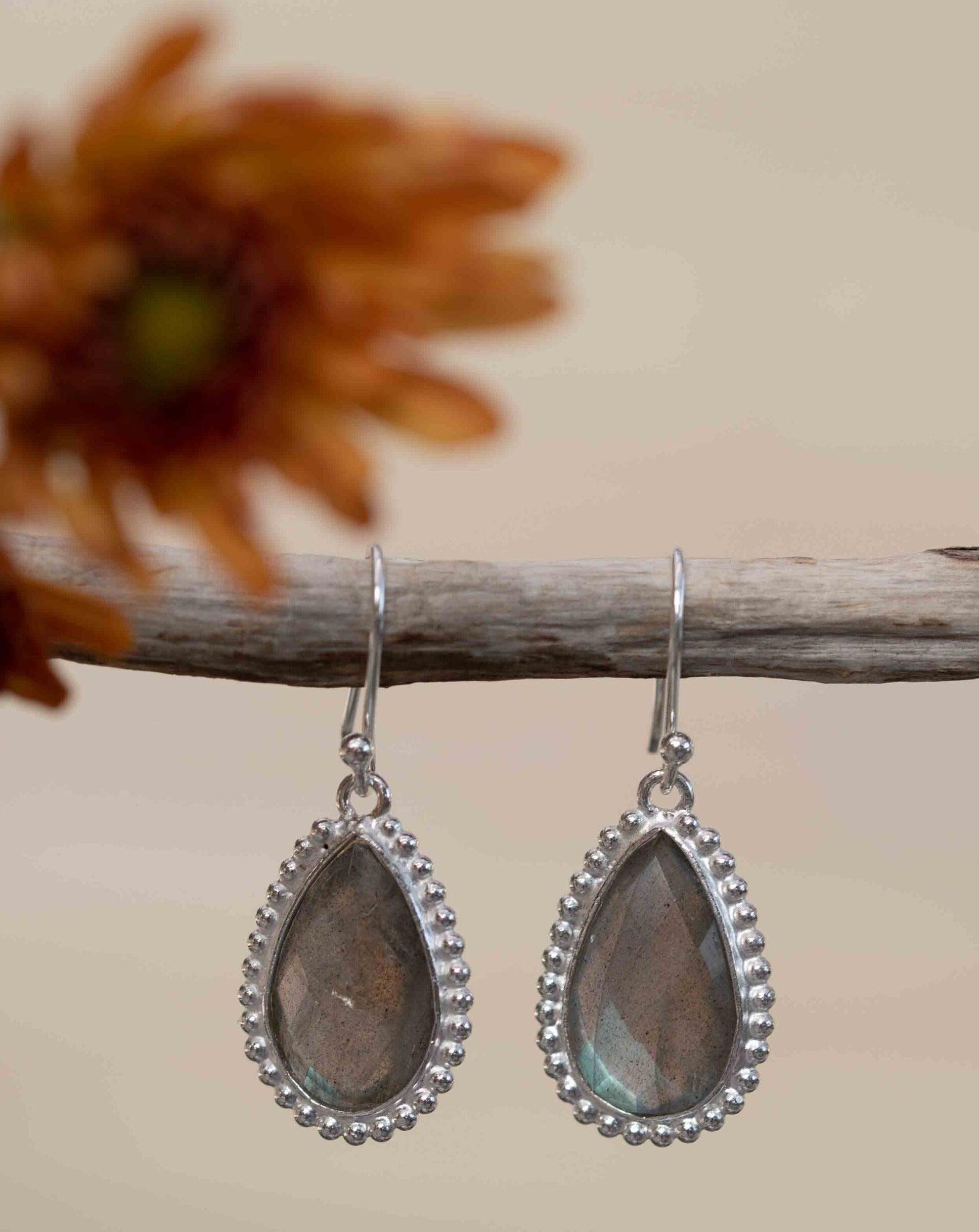 Labradorite Earrings ~ Sterling Silver 925 ~ Bohemian ~ Gemstone ~ Dangle ~ Handmade ~ Jewelry ~ Gift for her ~Maresi ~Boho~Tear Drop~ME197