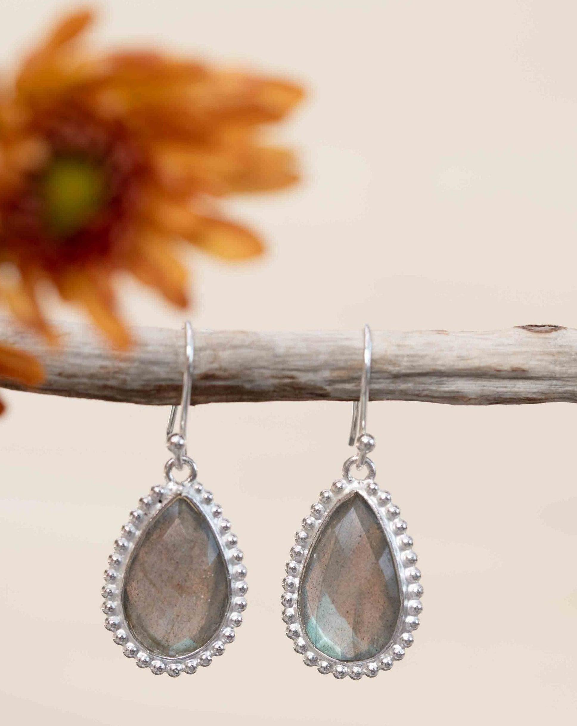 Labradorite Earrings ~ Sterling Silver 925 ~ Bohemian ~ Gemstone ~ Dangle ~ Handmade ~ Jewelry ~ Gift for her ~Maresi ~Boho~Tear Drop~ME197