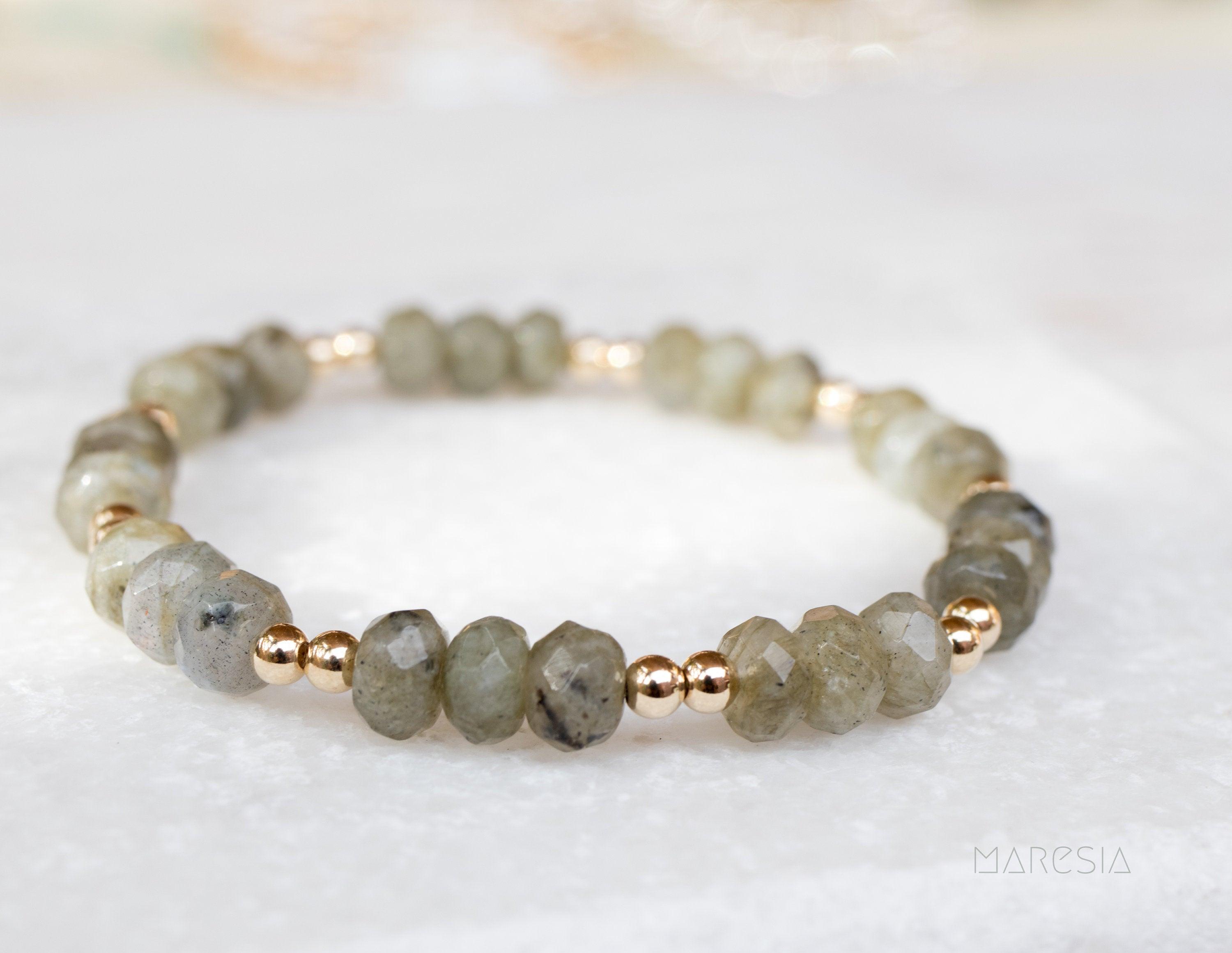 Labradorite Elastic Bracelet ~ Gold Filled or Sterling Silver ~ MB020 - Maresia Jewelry