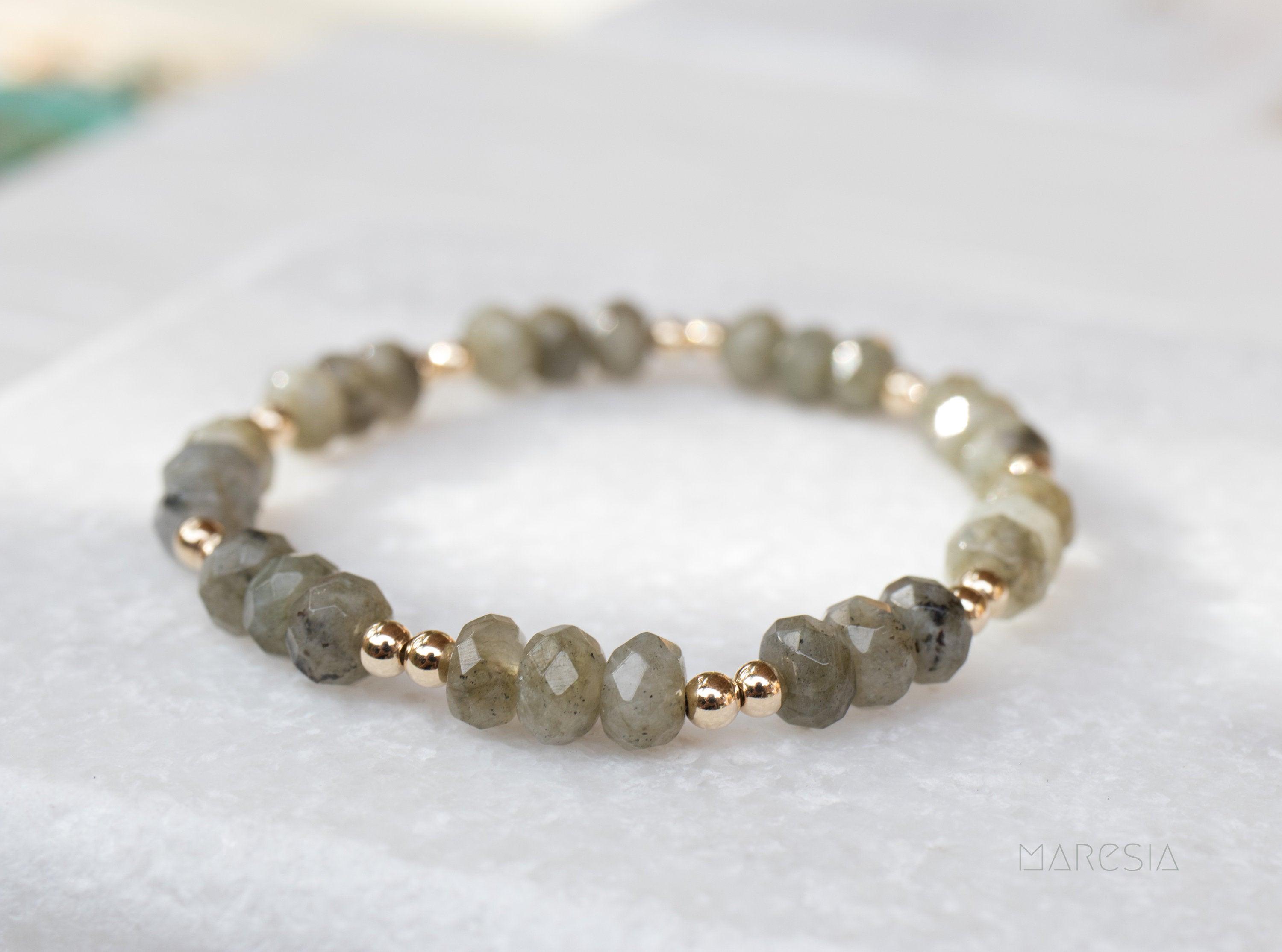Labradorite Elastic Bracelet ~ Gold Filled or Sterling Silver ~ MB020 - Maresia Jewelry
