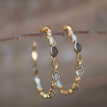 Labradorite Hoop Earrings 18k Gold Plated Earrings ~ Gemstone ~ Post ~Boho design ~ Handmade ~ Jewelry ~ Gift for her ~ ME207
