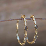 Labradorite Hoop Earrings 18k Gold Plated Earrings ~ Gemstone ~ Post ~Boho design ~ Handmade ~ Jewelry ~ Gift for her ~ ME207