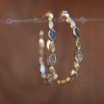 Labradorite Hoop Earrings 18k Gold Plated Earrings ~ Gemstone ~ Post ~Boho design ~ Handmade ~ Jewelry ~ Gift for her ~ ME207