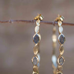 Labradorite Hoop Earrings 18k Gold Plated Earrings ~ Gemstone ~ Post ~Boho design ~ Handmade ~ Jewelry ~ Gift for her ~ ME207