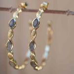 Labradorite Hoop Earrings 18k Gold Plated Earrings ~ Gemstone ~ Post ~Boho design ~ Handmade ~ Jewelry ~ Gift for her ~ ME207