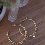 Labradorite Hoop Earrings 18k Gold Plated Earrings ~ Gemstone ~ Post ~Boho design ~ Handmade ~ Jewelry ~ Gift for her ~ ME212