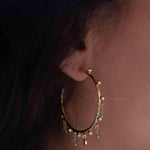 Labradorite Hoop Earrings 18k Gold Plated Earrings ~ Gemstone ~ Post ~Boho design ~ Handmade ~ Jewelry ~ Gift for her ~ ME212