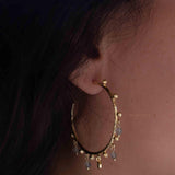 Labradorite Hoop Earrings 18k Gold Plated Earrings ~ Gemstone ~ Post ~Boho design ~ Handmade ~ Jewelry ~ Gift for her ~ ME212