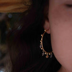 Labradorite Hoop Earrings 18k Gold Plated Earrings ~ Gemstone ~ Post ~Boho design ~ Handmade ~ Jewelry ~ Gift for her ~ ME212