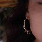 Labradorite Hoop Earrings 18k Gold Plated Earrings ~ Gemstone ~ Post ~Boho design ~ Handmade ~ Jewelry ~ Gift for her ~ ME212