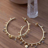 Labradorite Hoop Earrings 18k Gold Plated Earrings ~ Gemstone ~ Post ~Boho design ~ Handmade ~ Jewelry ~ Gift for her ~ ME212