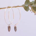 Labradorite Hoop Earrings ~ Sterling Silver or 14k Gold Filled  ~ Jewelry  ~ Natural ~ Organic ~ Everyday  Boho ~ Hippie ~ Circle ~ ME053