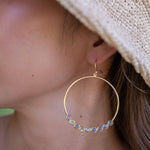 Labradorite Large Round 18k Gold Plated Earrings ~ Gemstone ~ Dangle Earrings ~Boho design ~ Handmade ~ Jewelry ~ Gift for her ~ ME210