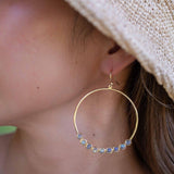 Labradorite Large Round 18k Gold Plated Earrings ~ Gemstone ~ Dangle Earrings ~Boho design ~ Handmade ~ Jewelry ~ Gift for her ~ ME210