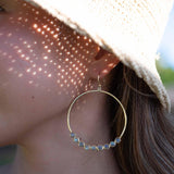 Labradorite Large Round 18k Gold Plated Earrings ~ Gemstone ~ Dangle Earrings ~Boho design ~ Handmade ~ Jewelry ~ Gift for her ~ ME210