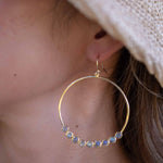 Labradorite Large Round 18k Gold Plated Earrings ~ Gemstone ~ Dangle Earrings ~Boho design ~ Handmade ~ Jewelry ~ Gift for her ~ ME210