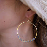 Labradorite Large Round 18k Gold Plated Earrings ~ Gemstone ~ Dangle Earrings ~Boho design ~ Handmade ~ Jewelry ~ Gift for her ~ ME210