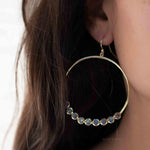 Labradorite Large Round 18k Gold Plated Earrings ~ Gemstone ~ Dangle Earrings ~Boho design ~ Handmade ~ Jewelry ~ Gift for her ~ ME210