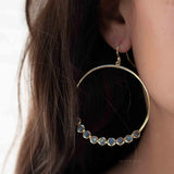 Labradorite Large Round 18k Gold Plated Earrings ~ Gemstone ~ Dangle Earrings ~Boho design ~ Handmade ~ Jewelry ~ Gift for her ~ ME210