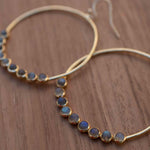 Labradorite Large Round 18k Gold Plated Earrings ~ Gemstone ~ Dangle Earrings ~Boho design ~ Handmade ~ Jewelry ~ Gift for her ~ ME210