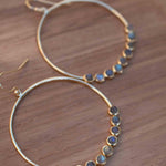 Labradorite Large Round 18k Gold Plated Earrings ~ Gemstone ~ Dangle Earrings ~Boho design ~ Handmade ~ Jewelry ~ Gift for her ~ ME210