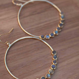 Labradorite Large Round 18k Gold Plated Earrings ~ Gemstone ~ Dangle Earrings ~Boho design ~ Handmade ~ Jewelry ~ Gift for her ~ ME210