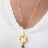 Labradorite, Moonstone or Aqua Chalcedony Meditation Peace Yoga Necklace ~ Charm ~ Gold plated 18k ~ Bohemian ~ Cubic zirconia ~ MN117