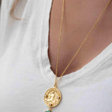 Labradorite, Moonstone or Aqua Chalcedony Meditation Peace Yoga Necklace ~ Charm ~ Gold plated 18k ~ Bohemian ~ Cubic zirconia ~ MN117