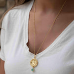 Labradorite, Moonstone or Aqua Chalcedony Meditation Peace Yoga Necklace ~ Charm ~ Gold plated 18k ~ Bohemian ~ Cubic zirconia ~ MN117