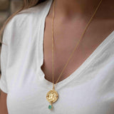 Labradorite, Moonstone or Aqua Chalcedony Meditation Peace Yoga Necklace ~ Charm ~ Gold plated 18k ~ Bohemian ~ Cubic zirconia ~ MN117